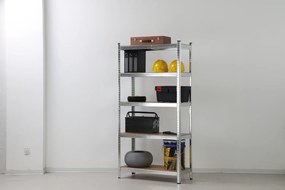 Kovový regál BestBerg BBMS-30 / 120 x 180 x 45 cm / 5 políc / strieborná/hnedá