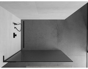 Mexen Kioto L, sprchová zástena Walk-In 90 x 200 cm, 8mm sklo s rebrovým vzorom, čierny profil, 800-090-103-70-09