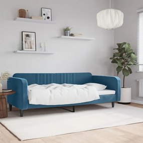 Denná posteľ modrá 90x200 cm zamat 354085