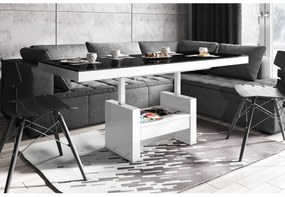 Luxusný rozkladací konferenčný stolík  AVERSA LUX čierno biela lesk