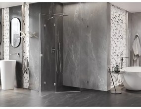 Mexen Lunar, Päťuholníkový sprchový kút Mexen Lunar s výklopným ľavým oknom 100 x 100 cm, 8mm číre sklo, oceľový profil, 831-100L-100P-97-00-L