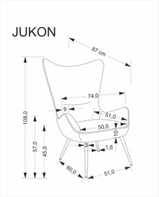 Dizajnové kreslo ušiak JUKON sivé