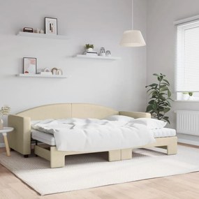 Rozkladacia denná posteľ s matracmi krémová 80x200 cm látka 3197205