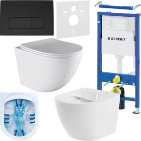 BPS-koupelny Podomietkový modul Geberit DuoFix s WC misou PURO-WH-03 + ovládacie tlačidlo Delta 50 čierna mat