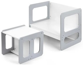 Detský stôl Stella 3v1 sivý so stoličkou