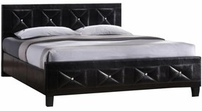 Manželská posteľ s roštom, ekokoža čierna, CARISA Rozmer: 180x200 cm