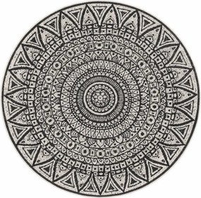 Mujkoberec Original, Kusový koberec Mojkoberec Original Nora 104161 Black Creme kruh – na von aj na doma, 140x140 (priemer) kruh, čiernobiela, chodba / predsieň