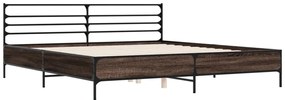 Posteľný rám hnedý dub 200x200 cm kompozitné drevo a kov 3280066