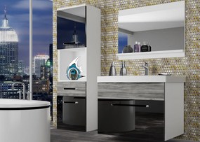 Kúpeľňový nábytok Belini čierny lesk / šedý antracit Glamour Wood + umývadlo + zrkadlo  ROD PM 3/0/W/BGW/0/ZW