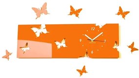 Nástenné akrylové hodiny Motýle2 - oranžová