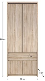 Tempo Kondela Vešiaková skriňa 4D1S, dub sonoma, NORTY TYP 2