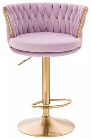 LuxuryForm DESIGN Barová stolička LYON VELUR na zlatom tanieri - levanduľa
