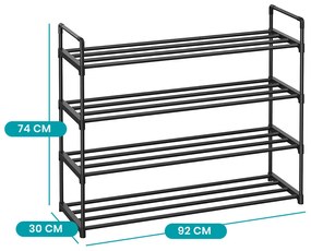 4-poschodový kovový stojan na topánky 92x30x72cm