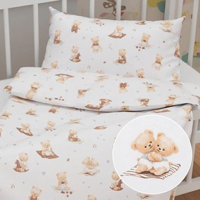 Biante Detské bavlnené posteľné obliečky do postieľky Sandra SA-732 Medvedie bábätká na bielom Do postieľky 90x140 a 50x70 cm