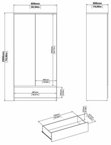 Biela šatníková skriňa 99x201 cm Naia - Tvilum