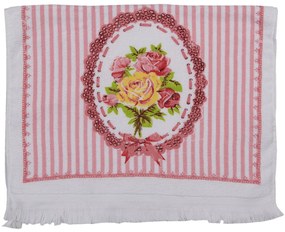 Kuchynský froté uterák s ruží a prúžkom - 40*66 cm