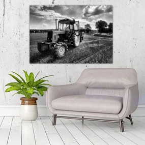 Čiernobiely obraz traktora