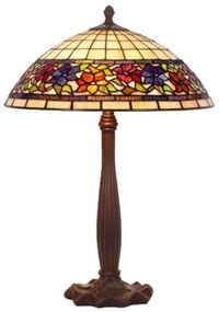 Stolná lampa Flora štýl Tiffany dole otvorená 64cm