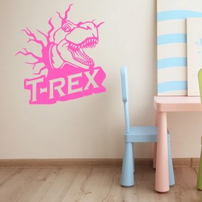 Veselá Stena Samolepka Dinosaurus T-REX Farba: ružová, Veľkosť: 80 x 87 cm