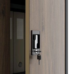 Kovová spisová skriňa JAN H, 900 x 1950 x 400 mm, Eco Design: antracitová/ orech