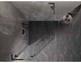 Mexen Lunar, L päťuholníkový sprchový kút naklápací doľava 80x100 cm, 8mm číre sklo, profil grafit brúsený, 831L-080L-100P-66-00-L