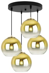 Závesné svietidlo Bergen Gold, 4x zlaté/transparentné sklenené tienidlo (fi 20cm), o