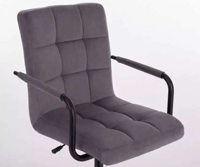 LuxuryForm DESIGN Barová stolička VERONA BLACK VELUR na čiernej hranatej podstave - tmavosivá