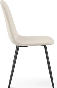 Sada ôsmich jedálenských stoličiek LUMO zamatové, béžové / čierne nohy (8 ks)