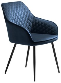 Modré čalúnené jedálenské kreslo s podrúčkami Milton – Unique Furniture
