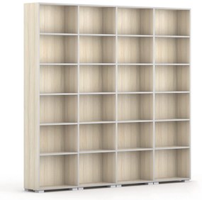 Knižnica SILVER LINE, 4 stĺpce, 2230 x 2400 x 400 mm, dub prírodný