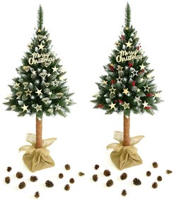 Vianočný stromček na pni Christee 5 160 cm - zelená / biela