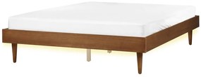 Drevená posteľ s LED 160 x 200 cm svetlé drevo TOUCY Beliani