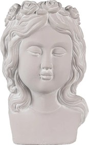 Šedý antik cementový kvetináč dievča s venčekom - 20*17*30 cm
