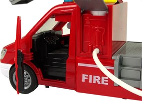 LEAN Toys Hasičské auto so striekaním vody zvukmi a svetlami červené