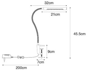 Svorová stolová lampa čierna vrátane LED s dotykovým stmievačom - Lionard