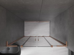Mexen Velar L Duo, posuvné sprchové dvere do otvoru 160 cm, 8mm šedé sklo, medená matná, 871-160-003-42-65