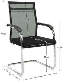 Konferenčná stolička Esin - čierna / strieborná