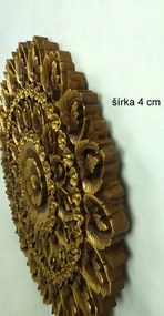 Dekorácia na stenu Mandala ELANOR, zlatá, teakové drevo, 90 cm