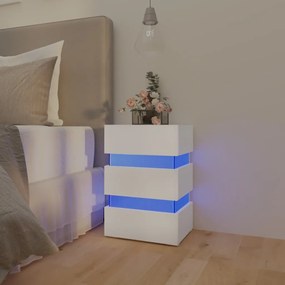 Nočný stolík s LED, biely 45x35x67 cm, kompozitné drevo 326840