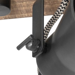 Rustikálne bodové svietidlo čierne s drevom 3-svetlo nastaviteľné - Jelle