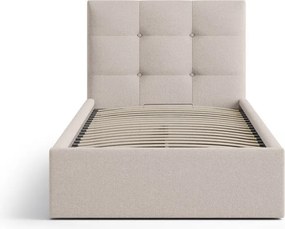 Svetlohnedá čalúnená jednolôžková posteľ s úložným priestorom s roštom 90x200 cm Phaedra – Micadoni