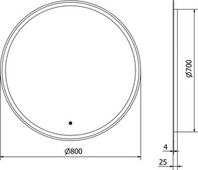 Mexen Gobi, LED okrúhle kúpeľňové zrkadlo s podsvietením 80 cm, 6000K, ochrana proti zahmlievaniu, 9801-080-080-611-00