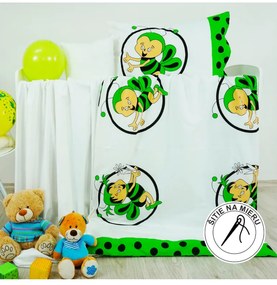 Obliečky detské bavlnené včielky zelené EMI, Štandardný set jednolôžko obsahuje 1x 140x200 + 1x 70x90