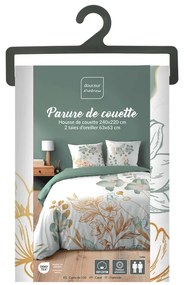 Biele/zelené bavlnené obliečky na dvojlôžko/predĺžené 240x220 cm Lolita – douceur d'intérieur