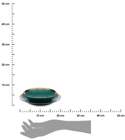 HowHomely Keramická súprava tanierov Kati Green Gold 2ks