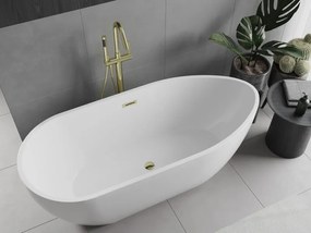 Mexen Eos, voľne stojaca vaňa 170 x 75 cm, biela, zlatý lesklý prepad, 52471707500-50