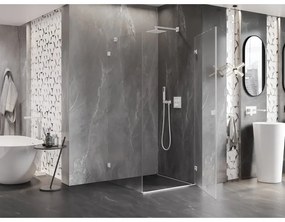 Mexen Lunar-B, pravostranný výklopný sprchový kút 100 x 100 cm, 8mm číre sklo, biely profil, 832-100-100-20-00-P