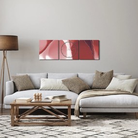Obraz - Červená abstraktná kvetina N⁰3 (s hodinami) (90x30 cm)