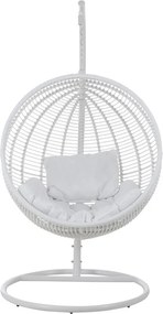 Závesné biele záhradné ratanové kreslo Lounge White -119*110*193 cm