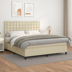 Boxspring posteľ s matracom krémová 180x200 cm umelá koža 3142859